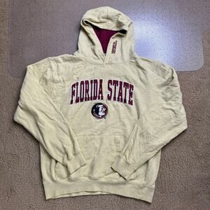 FLORIDA STATE SEMINOLES L LARGE JACKET HOODIE SWEATER TAN BEIGE COLLEGE